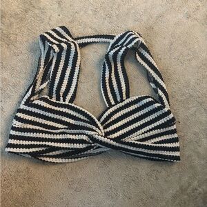 Cupshe Black and White Striped Crop Top